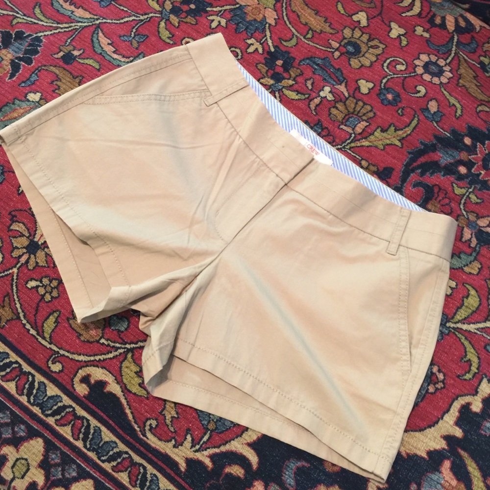 NWT J. Crew Cotton Chino Khaki Shorts, 3" Inseam